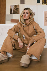 Mattie Faux Shearling Pants in Camel FINAL SALE