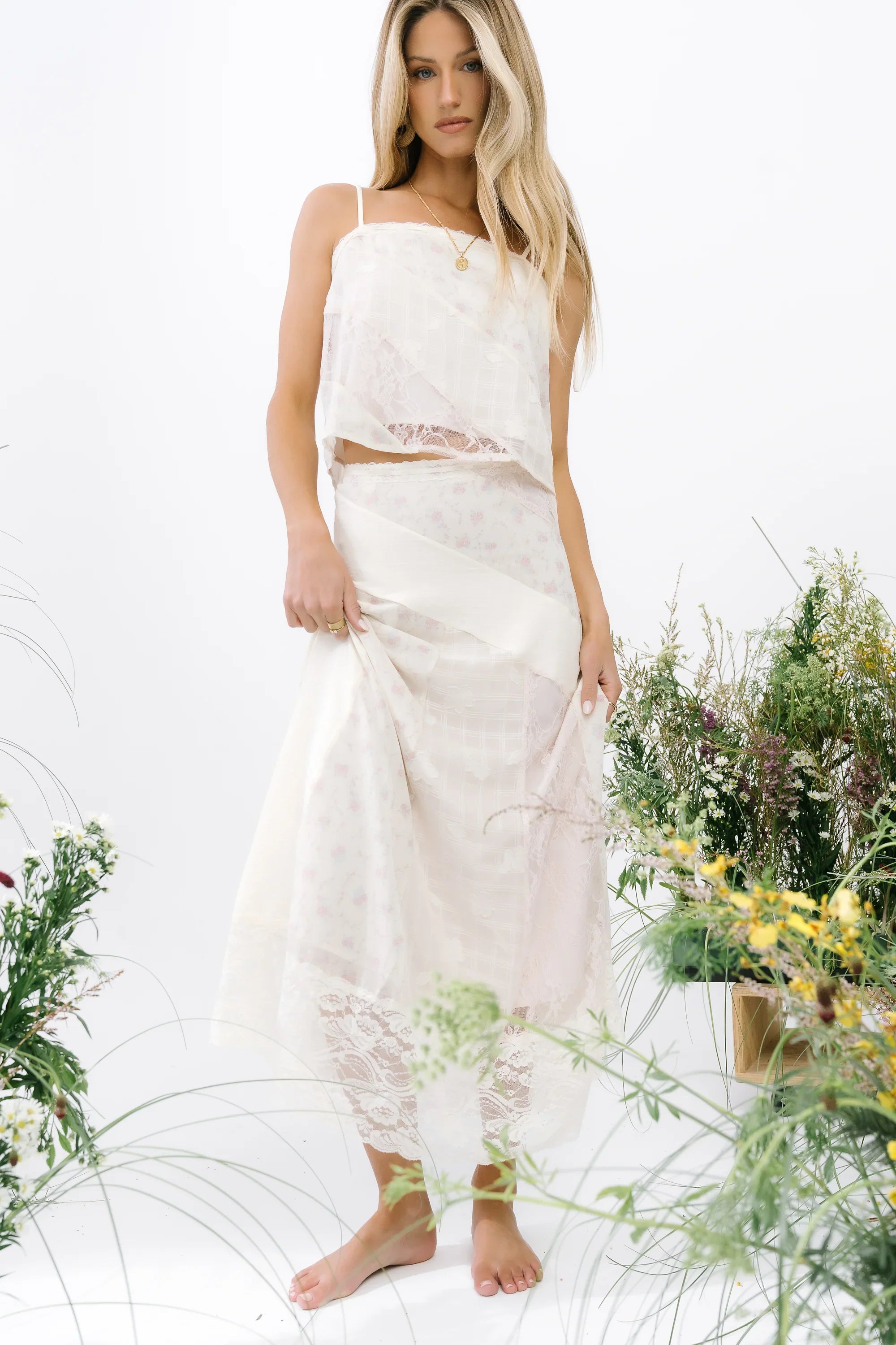 Cali Mixed Media Maxi Skirt