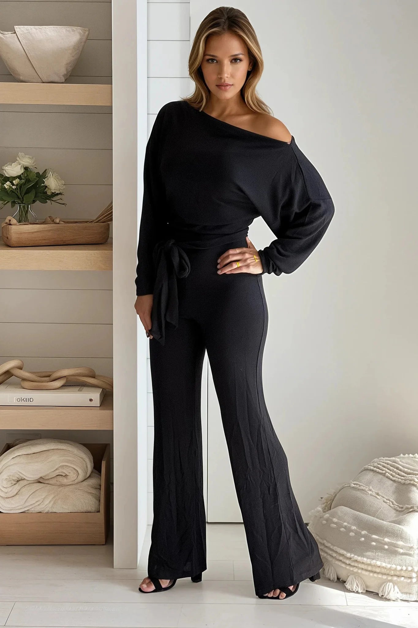 Black Off Shoulder Jumpsuit