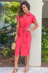 Rose Button Midi Dress