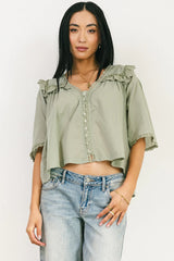 Potter Lace Blouse in Sage FINAL SALE