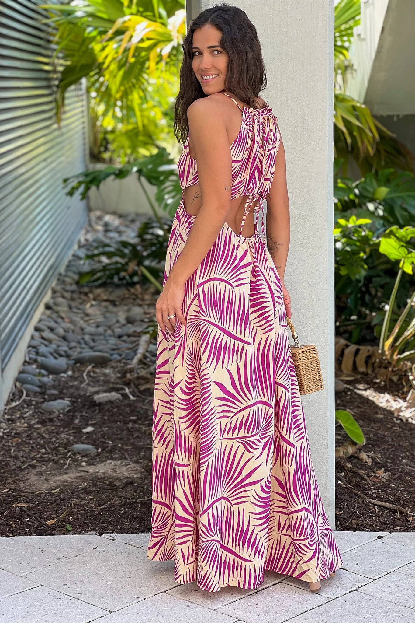 Berry Cut Out Maxi Dress