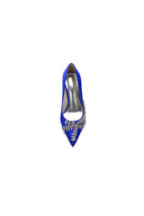Cocktail Pointed Toe Crystal Satin High Heels