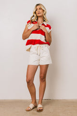 Blake Striped Top in Red