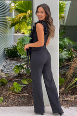 Black Jumpsuit With Ruffle Top