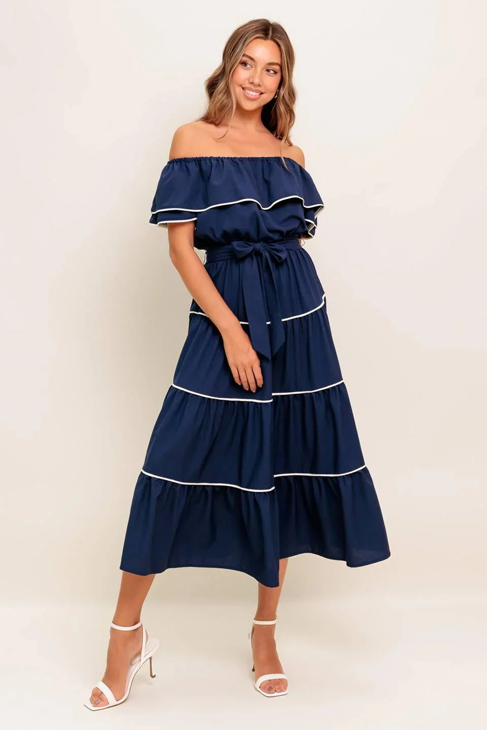 BUTTERCREAM DREAM NAVY MIDI DRESS