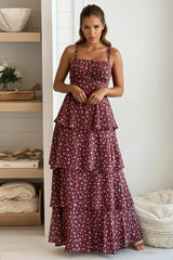 Burgundy Multi Layered Maxi Dress