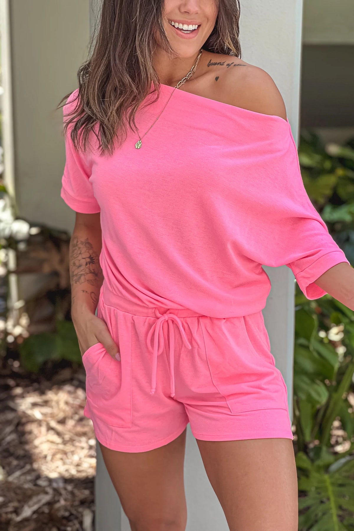 Neon Pink Romper