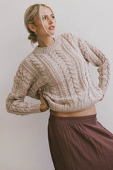Annie Cable Knit Sweater in Taupe FINAL SALE
