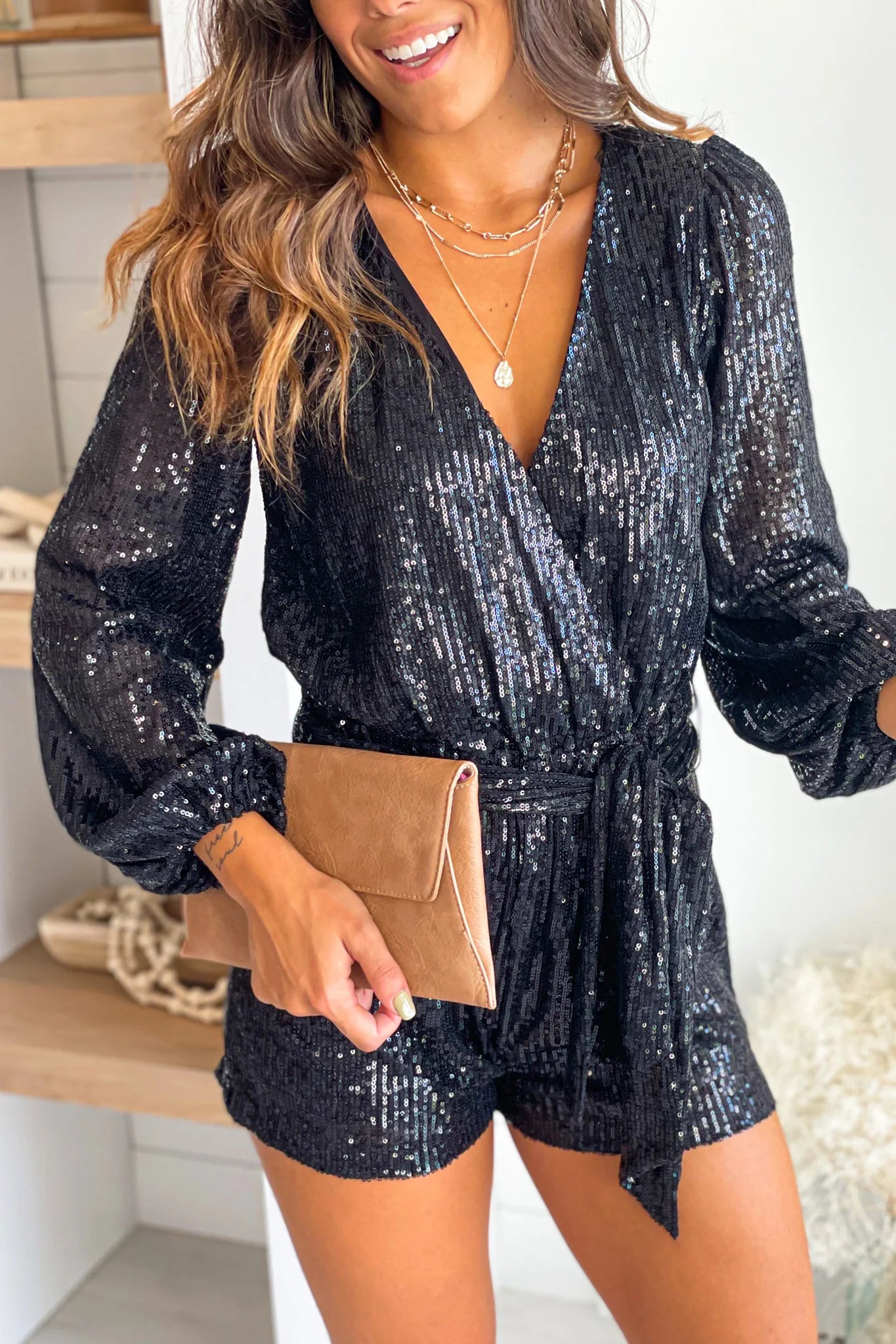 Black Sequin Romper