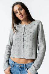 Kandy Scalloped Sweater in Grey