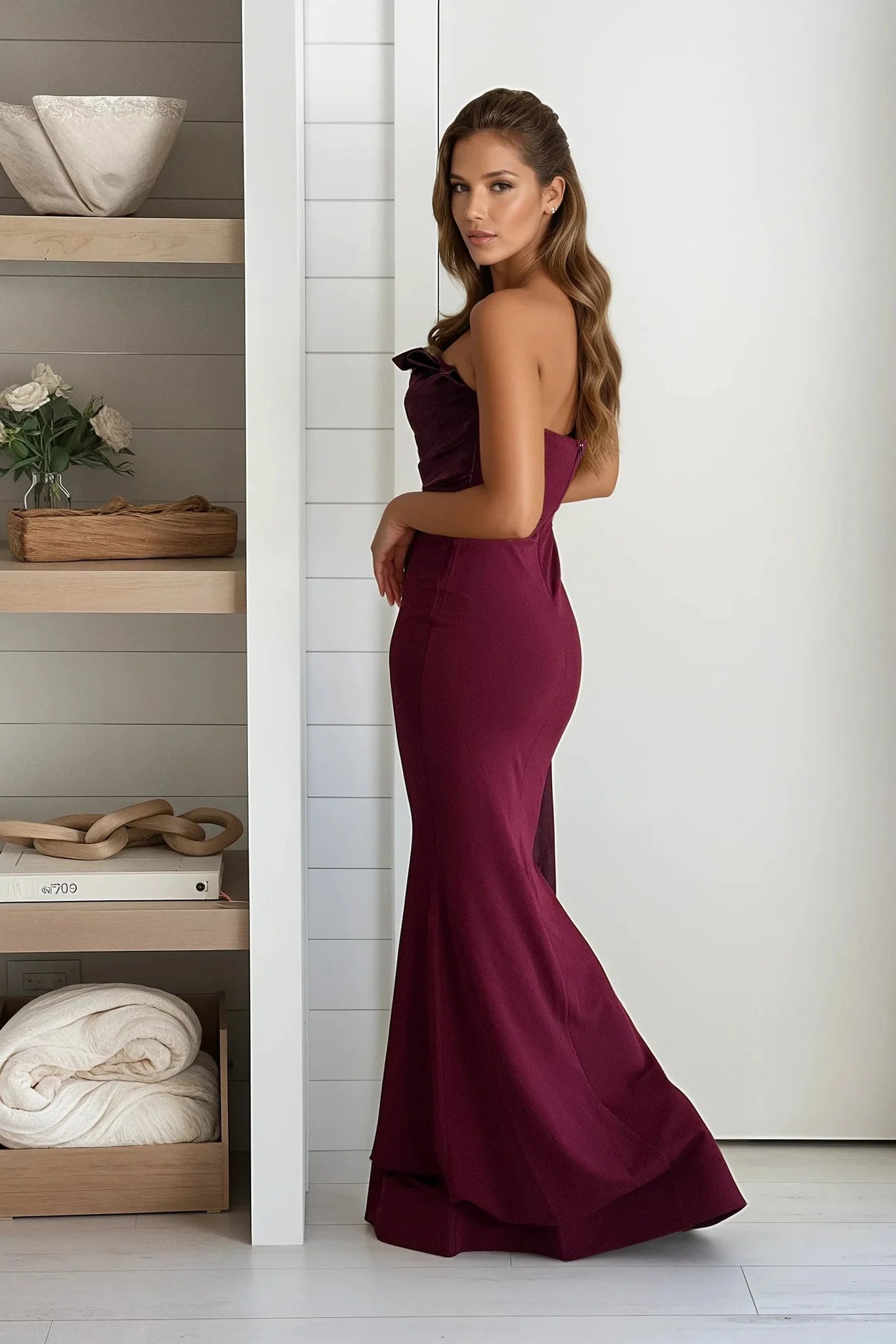 Burgundy Mermaid Maxi Dress