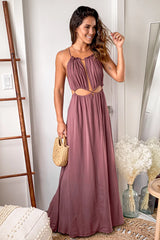 Dusty Brick Maxi Dress With Cut Out