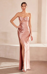 Sadie Maxi Dress Strapless Sweetheart Corset Satin Dress