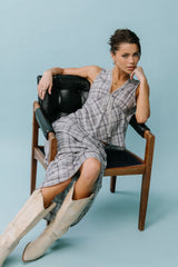 Jenna Plaid Maxi Skirt in Blue