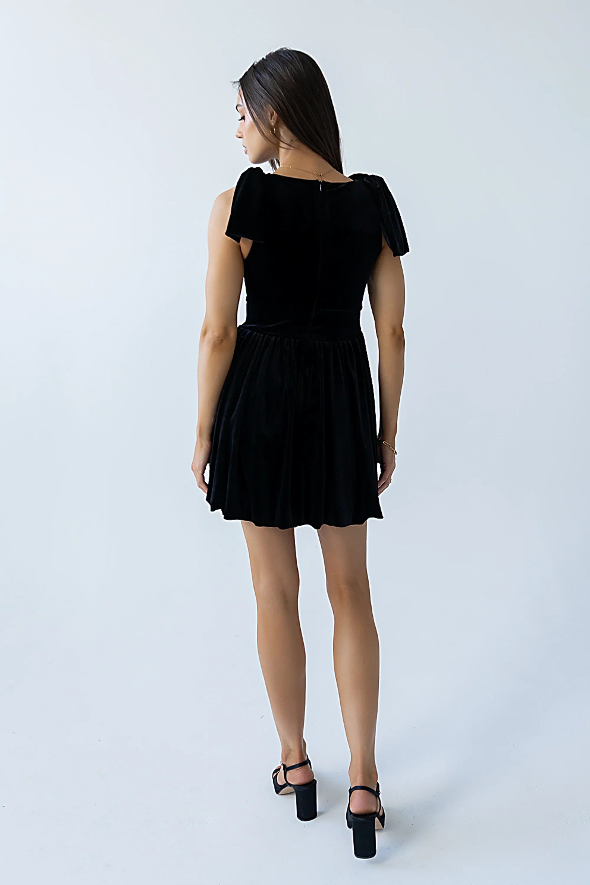 Liora Velvet Mini Dress in Black