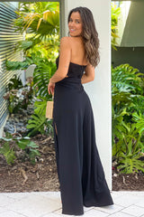 Black Jumpsuit With Cut Outs And Slits