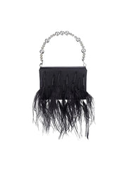 Womens Orstrich Feather Beaded Clutch Bags