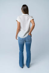 Darian Striped Button Up in Cream