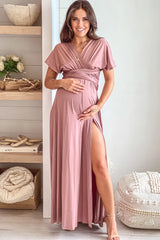 Blush Multi Tie Maternity Maxi Dress