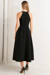GALAXY CHARM BLACK MIDI DRESS