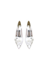 Floral Beading Pointed Toe Satin Kitten Heels