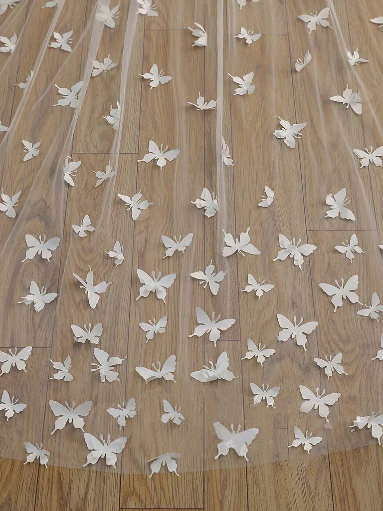 Cute Butterfly Cathedral Veil Bridal Veil Wedding Veil