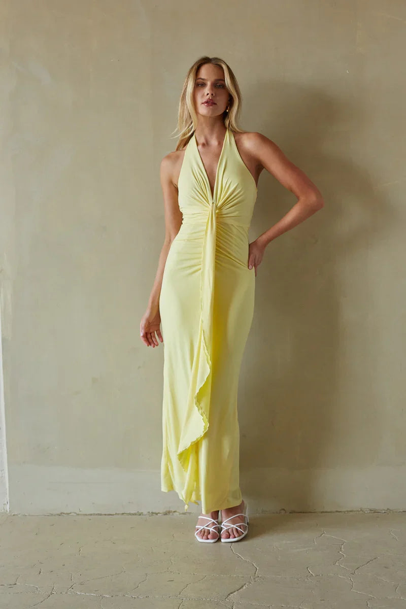 Cecelia Halter Draped Maxi Dress