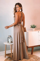 Mocha Multi Tie Maxi Dress With Slit