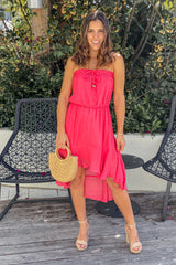 Coral Strapless High Low Dress