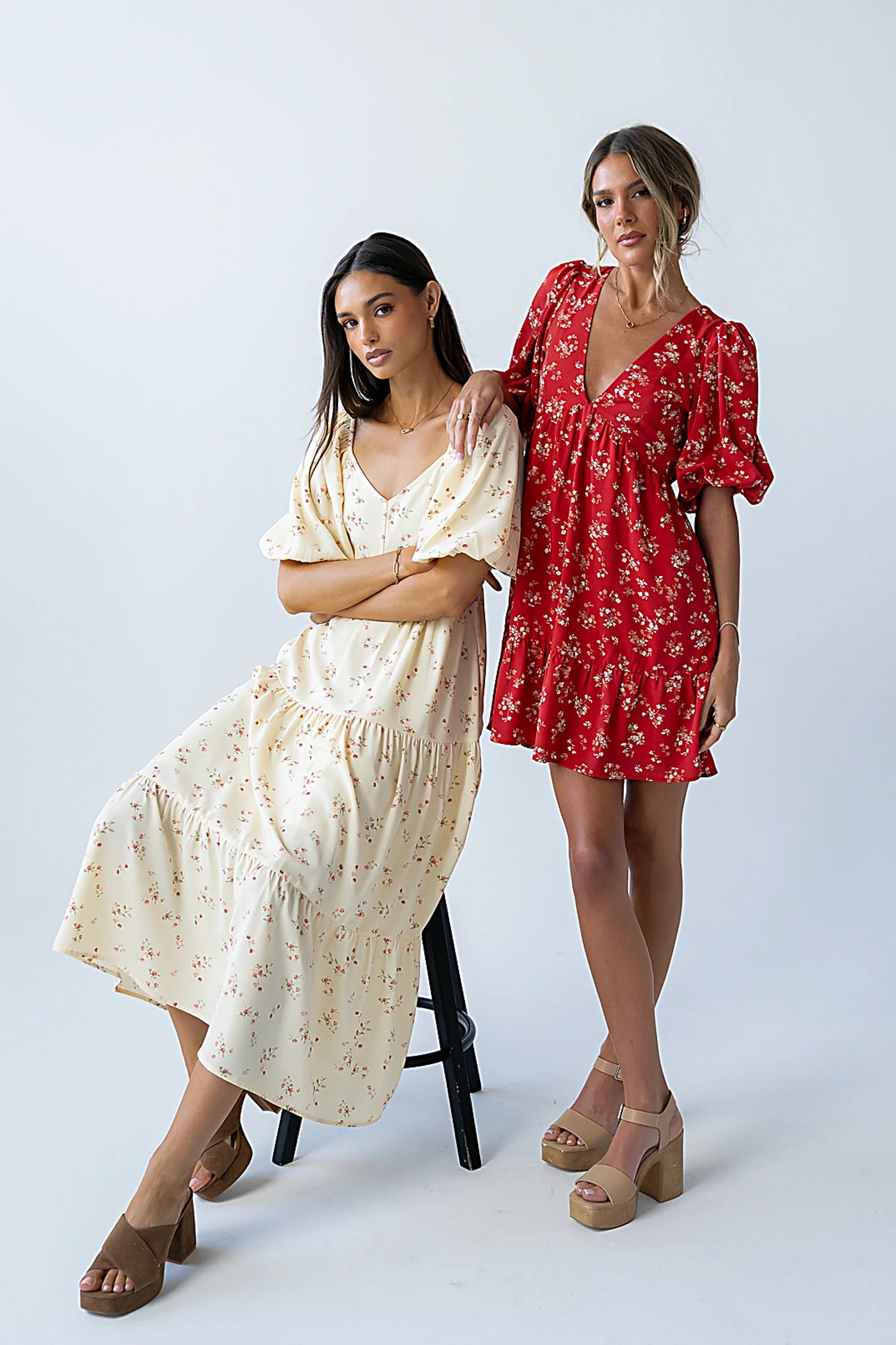 Lizzy Floral Mini Dress in Red FINAL SALE