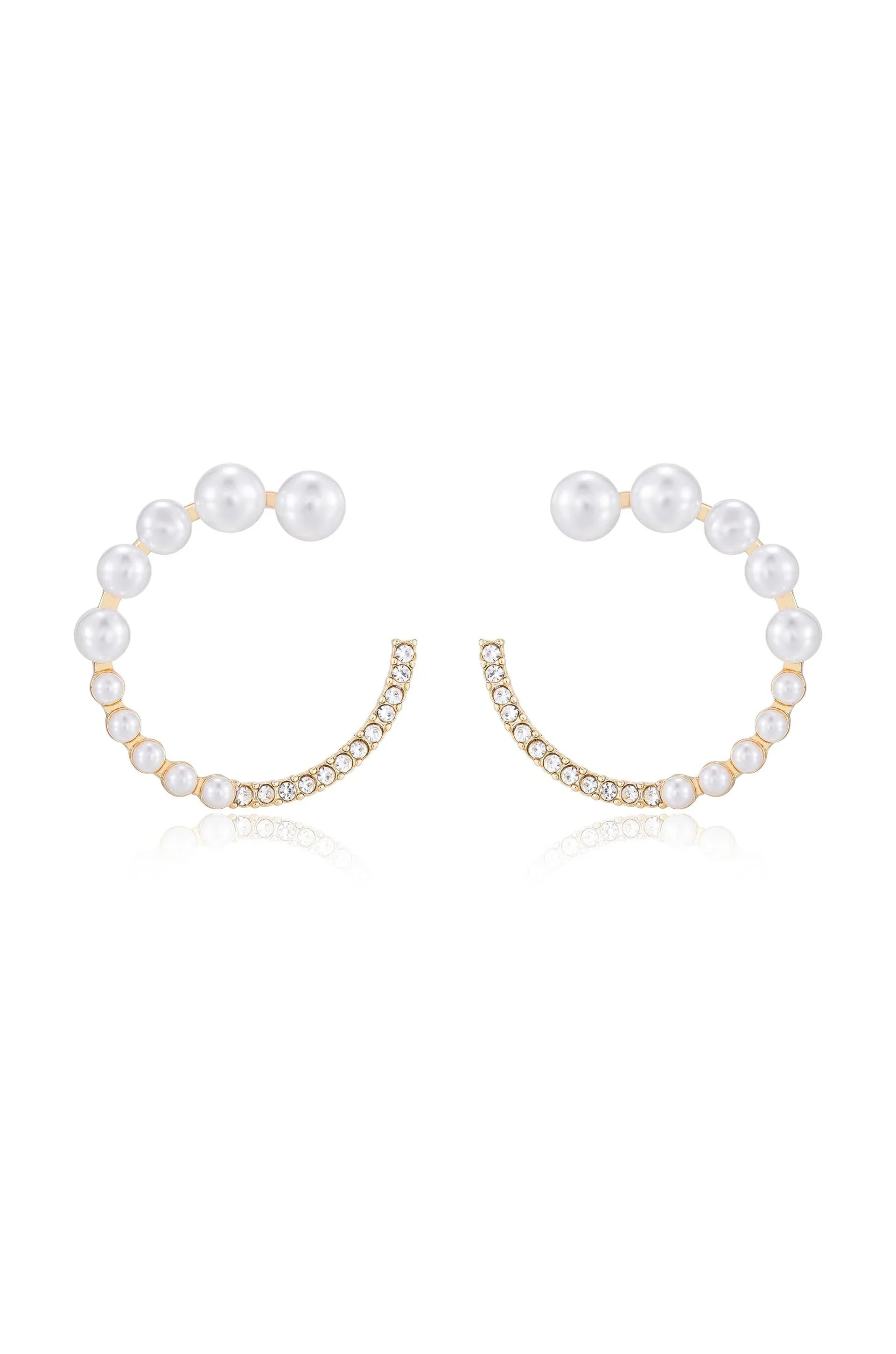Chic Pearl And Crystal Open Circle Earrings