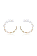 Chic Pearl And Crystal Open Circle Earrings