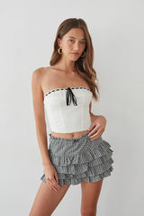 Pearl Ruffle Gingham Skort