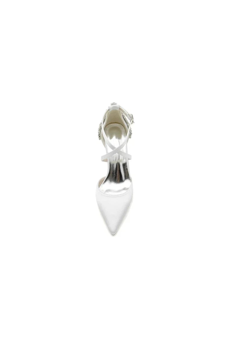 Pointed Toe Cross Strap With Rhinestones Stiletto Heels