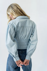 Yena Smocked Blouse in Blue