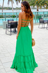 Green Maxi Dress with Strappy Back