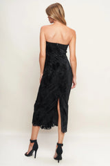 TEMPTATION BLACK VELVET LACE MIDI DRESS FINAL SALE