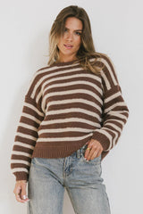 Azuline Striped Sweater in Brown FINAL SALE