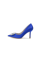 Cocktail Pointed Toe Crystal Satin High Heels