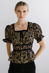 Tallie Floral Blouse in Mocha FINAL SALE