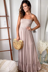 Natural Maxi Dress with Strappy Back