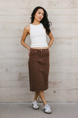 Jordan Denim Skirt in Brown FINAL SALE