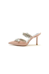 Champagne Pointed Toe Wedding Shoes with Rhinestone