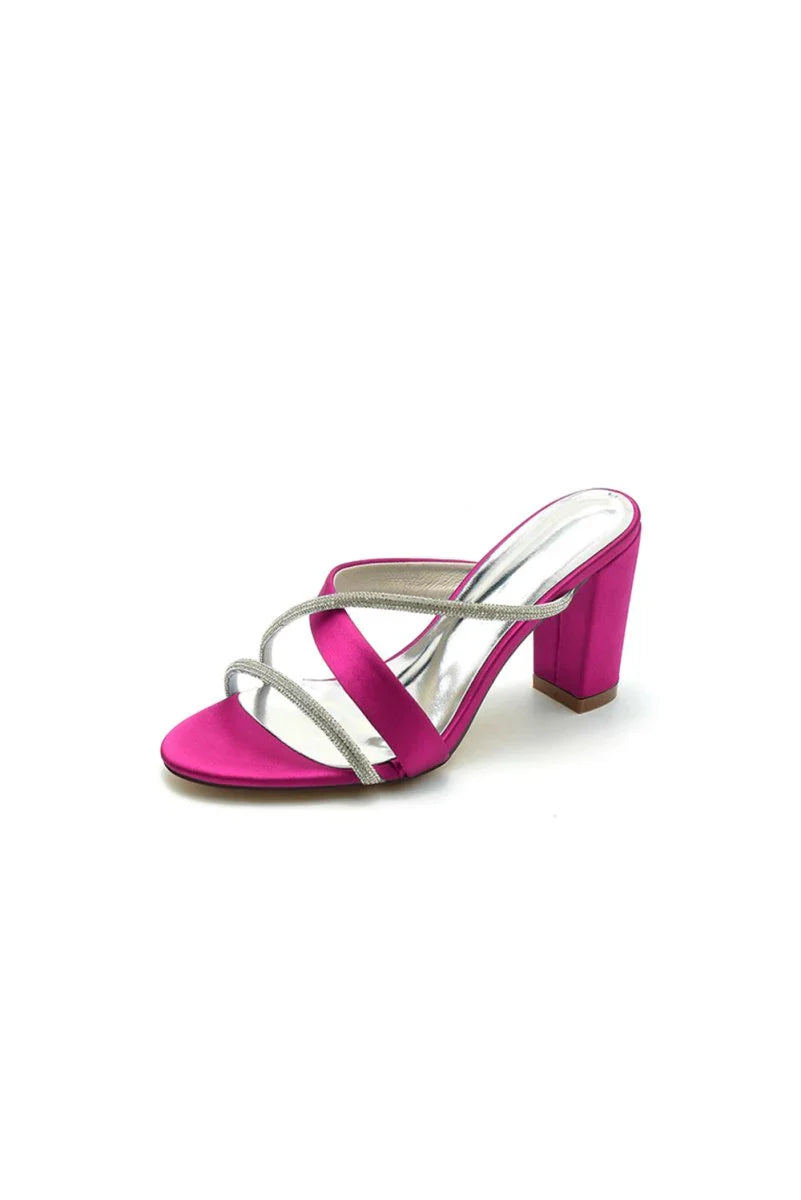 Royal Blue Satin High Heeled Sandals