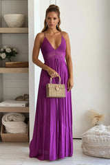 Orchid Smocked Top Maxi Dress With Crochet Back