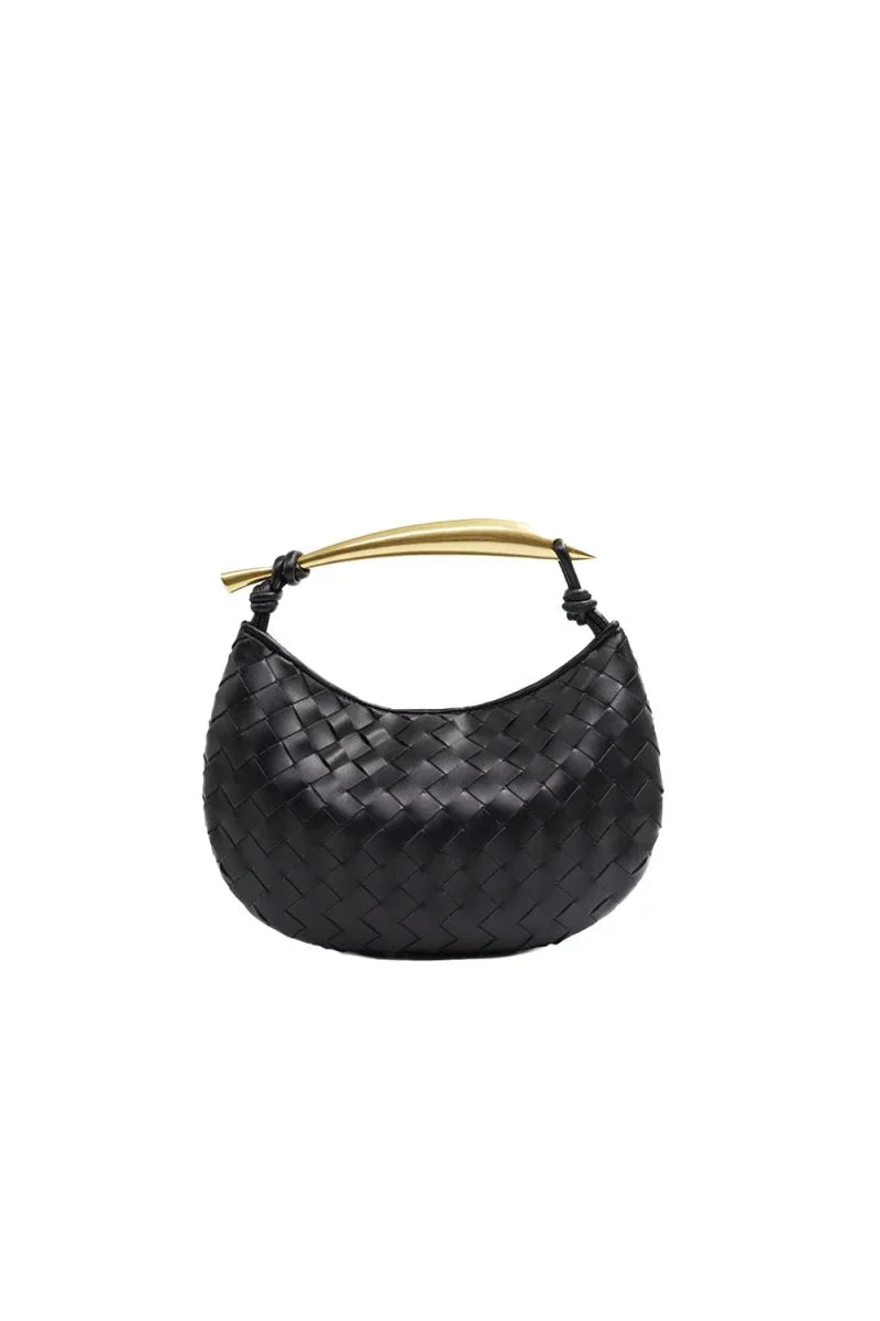 Womens Woven Dumpling Clutch Bag