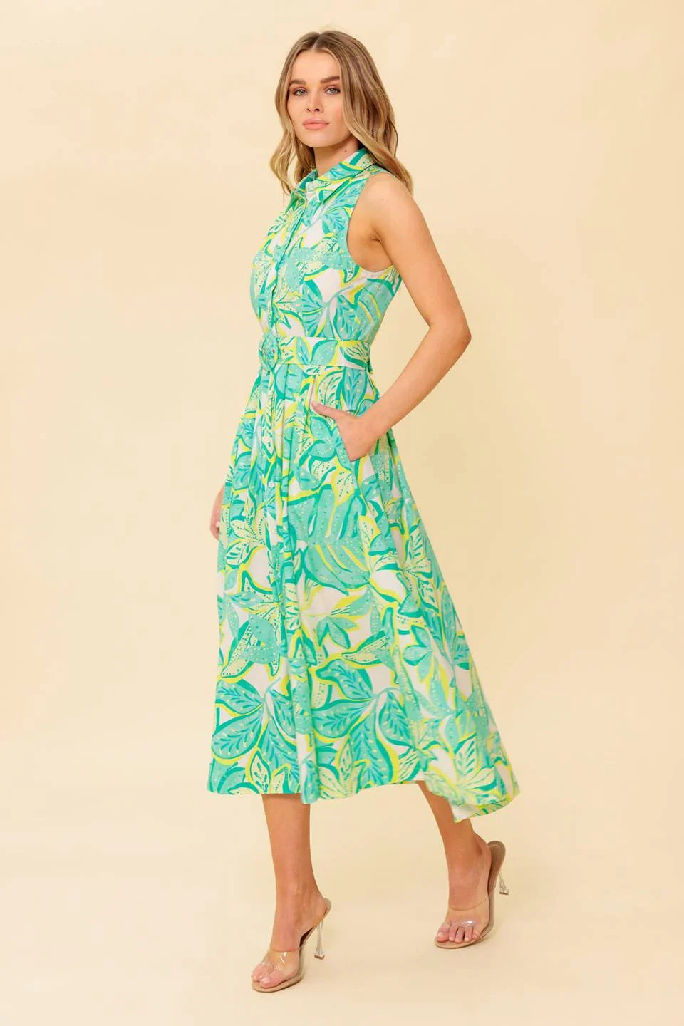 DAYS WITH YOU MIDI SHIRT DRESS GREEN FINAL SALE