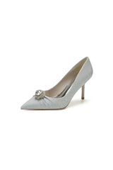 Glitter Pointed Toe Slip on Wedding Shoes With Rhinestone