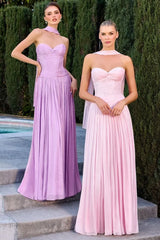 Linnea Gown Strapless Shimmer Chiffon Dress with Scarf